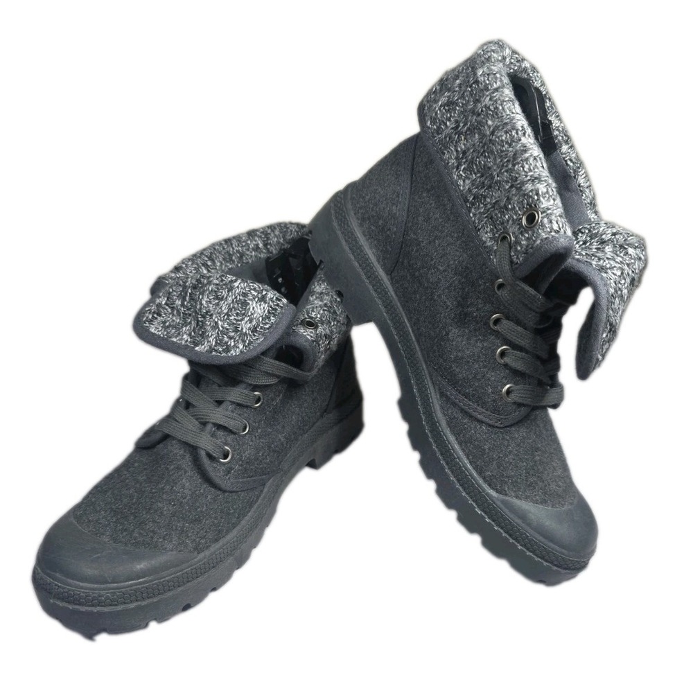 Rocket Dog Pilot Joshua Charcoal Gray Knit Cuff Ankle Boots Women's Size 7.5